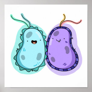 Niedlich Kawaii Bacteria Poster