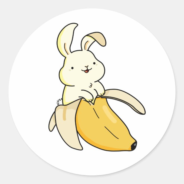 Niedlich Kawaii Banana Bunny Runder Aufkleber (Vorderseite)