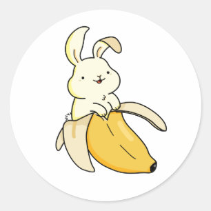 Niedlich Kawaii Banana Bunny Runder Aufkleber