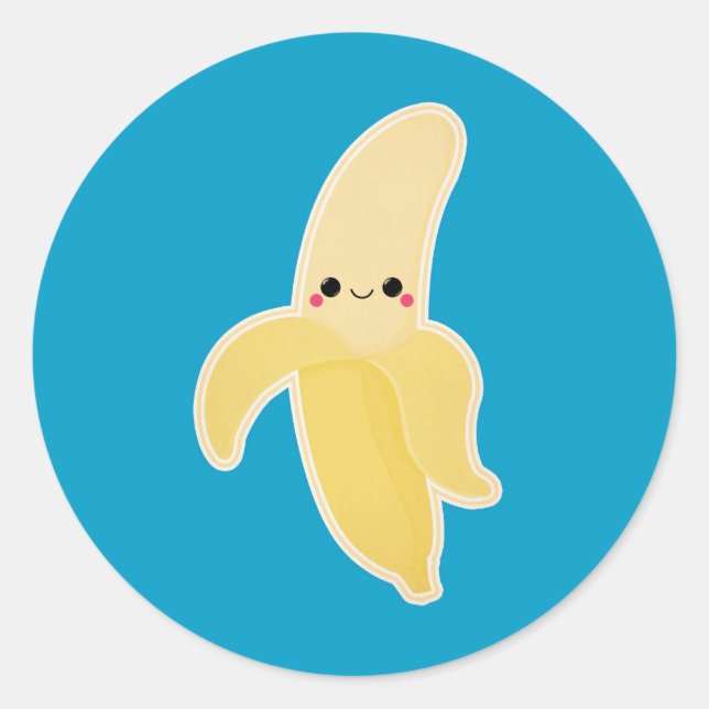 Niedlich Kawaii Banana Runder Aufkleber (Vorderseite)