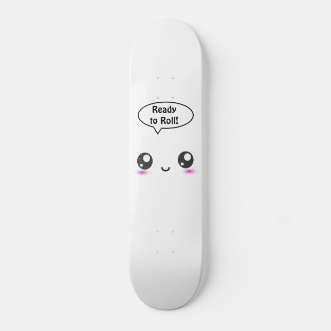 Niedlich Kawaii bereit zum Rollen!" - Mädchenkarte Skateboard (Vorderseite)