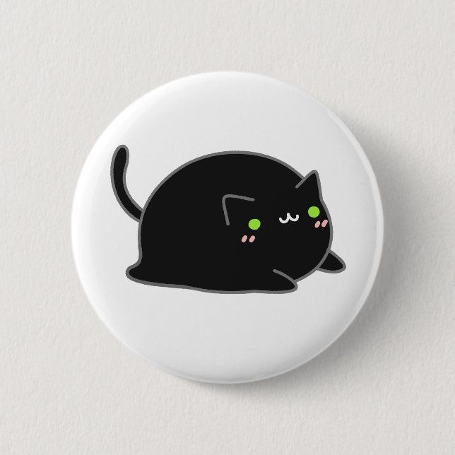 Niedlich Kawaii Black Cat Button (Vorderseite)