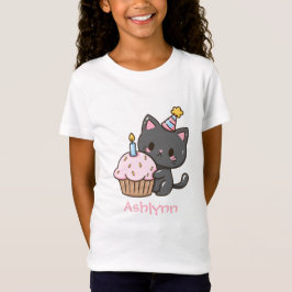 Niedlich Kawaii Black Cat Geburtstagspartei Person T-Shirt
