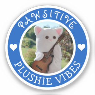 Niedlich Kawaii Blue Pawsitive Plushie Vibes Foto Aufkleber