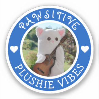 Niedlich Kawaii Blue Pawsitive Plushie Vibes Foto Aufkleber