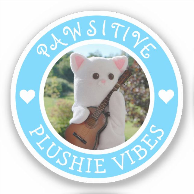 Niedlich Kawaii Blue Pawsitive Plushie Vibes Foto Aufkleber (Vorderseite)