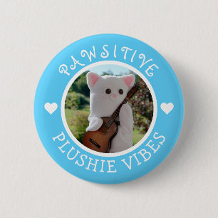 Niedlich Kawaii Blue Pawsitive Plushie Vibes Foto Button