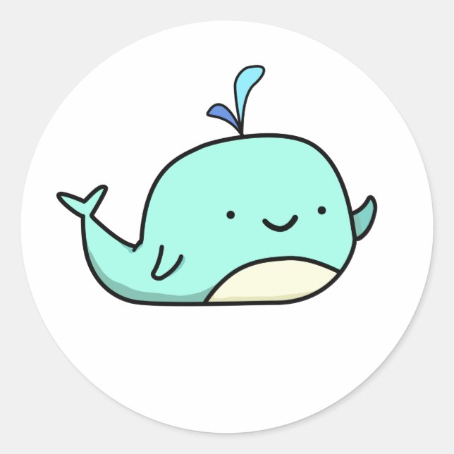 Niedlich Kawaii Blue Whale Runder Aufkleber (Vorderseite)