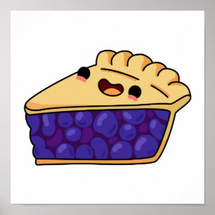 Niedlich Kawaii Blueberry Pie Poster