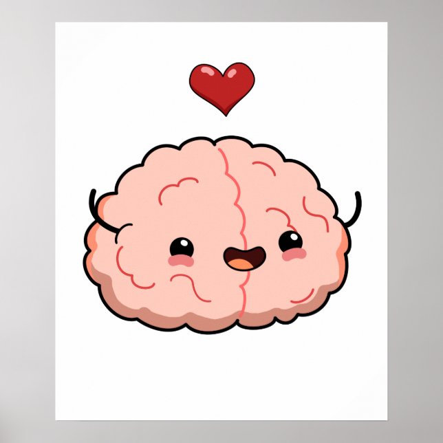 Niedlich Kawaii Brain Poster (Vorne)