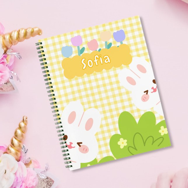 Niedlich Kawaii Bunny Pastel Frühlingsblumen Notizbuch (Von Creator hochgeladen)