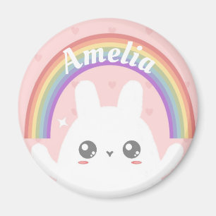 Niedlich Kawaii Bunny und Rainbow Personalisiert Magnet