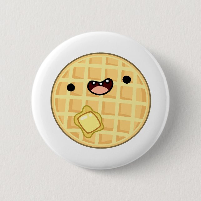 Niedlich Kawaii Butter Waffle Button (Vorderseite)