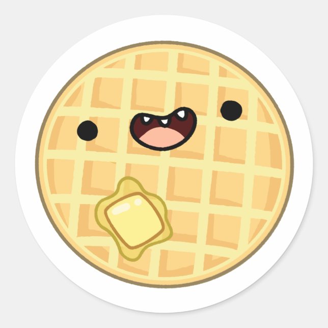 Niedlich Kawaii Butter Waffle Runder Aufkleber (Vorderseite)