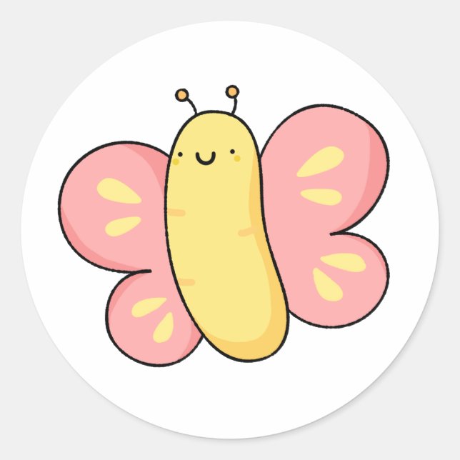 Niedlich Kawaii Butterfly Runder Aufkleber (Vorderseite)