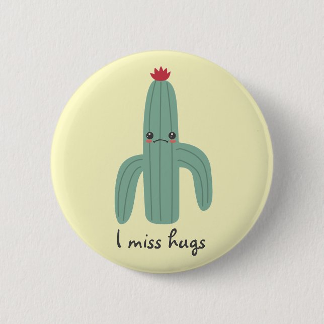 Niedlich Kawaii Cactus Misses Hugs Button (Vorderseite)