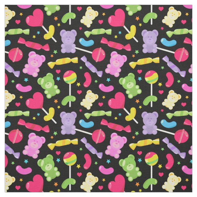 Niedlich Kawaii Candy Lollipops Muster Stoff (Muster)