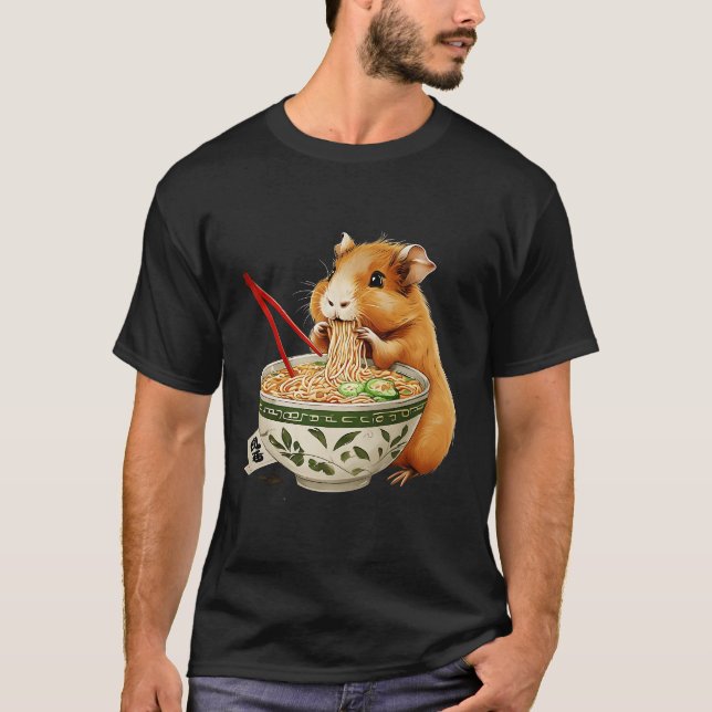 Niedlich Kawaii Capybara Essen Japanisch Ramen Noo T-Shirt (Vorderseite)