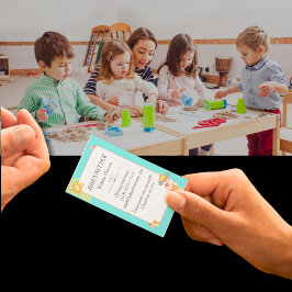 Niedlich Kawaii Cartoon Cat Babysitter Nanny QR Visitenkarte