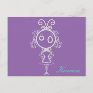 Niedlich Kawaii Cartoon Girl Postkarte