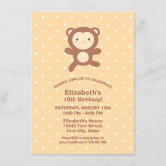 Niedlich Kawaii Cartoon Monkey Boy Kindergeburtsta Einladung