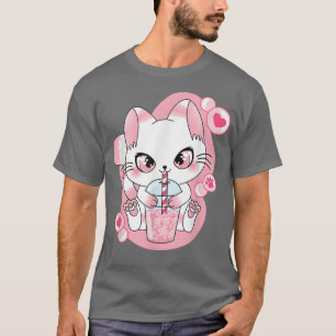 Niedlich Kawaii Cat Boba Tea Bubble Tee Anime Japa