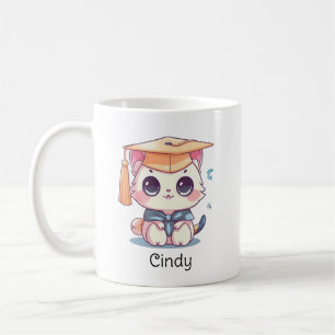 Niedlich Kawaii Cat Personalisierter Abschluss Kaffeetasse