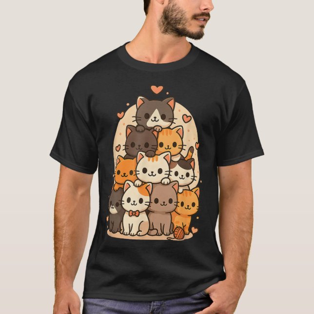 Niedlich Kawaii Cats Neko Funny Kitten Cat Lover C T-Shirt (Vorderseite)