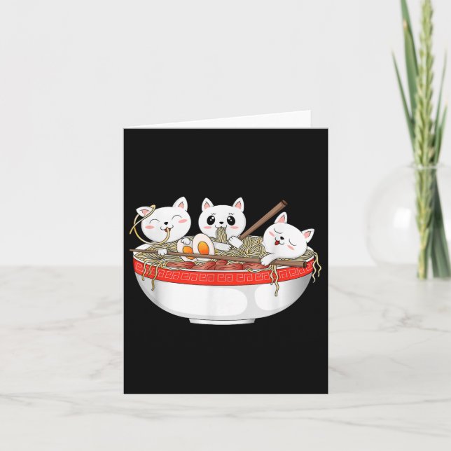 Niedlich Kawaii Cats Ramen Noodles Anime Japanisch Karte (Vorderseite)
