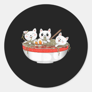 Niedlich Kawaii Cats Ramen Noodles Anime Japanisch Runder Aufkleber