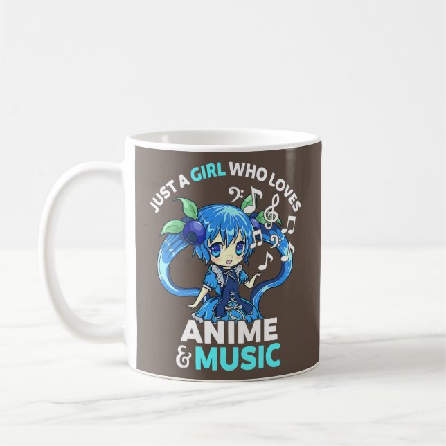 Niedlich Kawaii Chibi Just A Girl Lieben Anime und Kaffeetasse (Links)