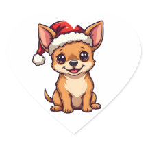 Niedlich Kawaii Chihuahua in Weihnachtsmannmütze W