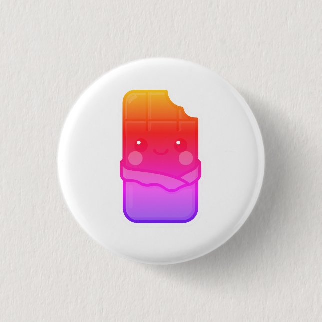 Niedlich Kawaii Chocolate Bar Button (Vorderseite)