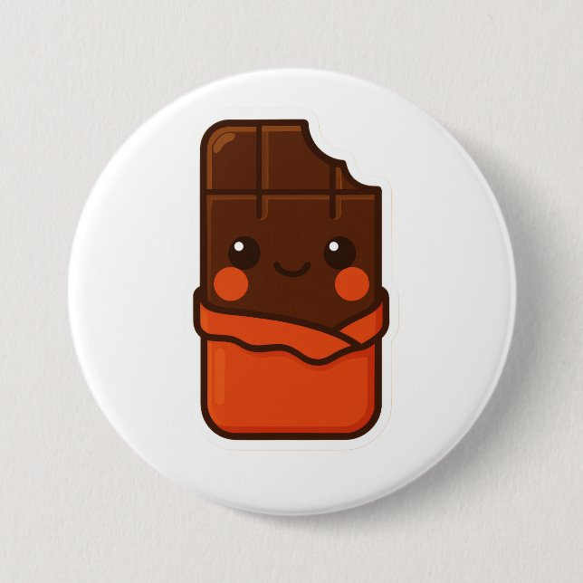 Niedlich Kawaii Chocolate Bar Button (Vorderseite)