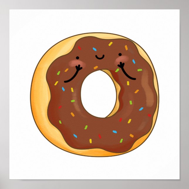 Niedlich Kawaii Chocoloate Donut Poster (Vorne)