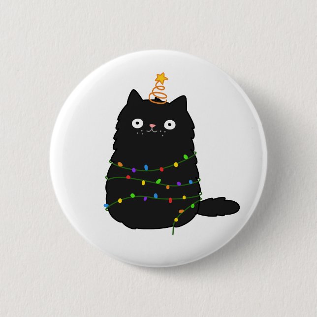 Niedlich Kawaii Christmas Cat Button (Vorderseite)