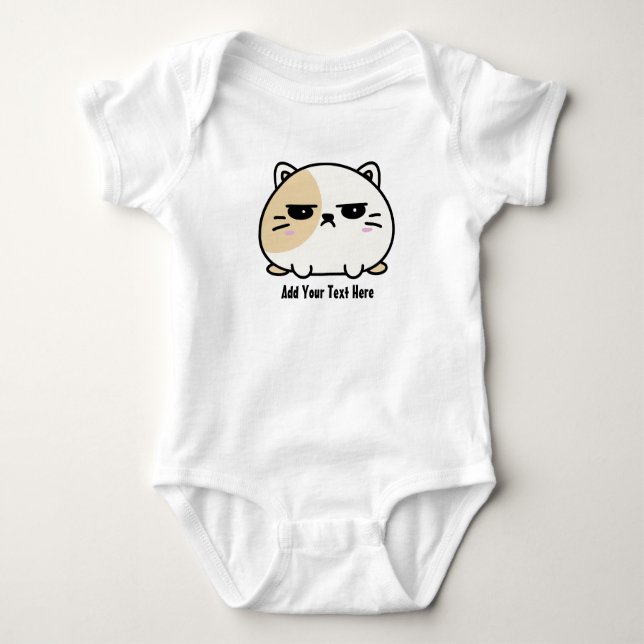 Niedlich Kawaii Chubby Angry Mochi Cat Baby Strampler (Vorderseite)