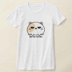 Niedlich Kawaii Chubby Angry Mochi Cat T-Shirt
