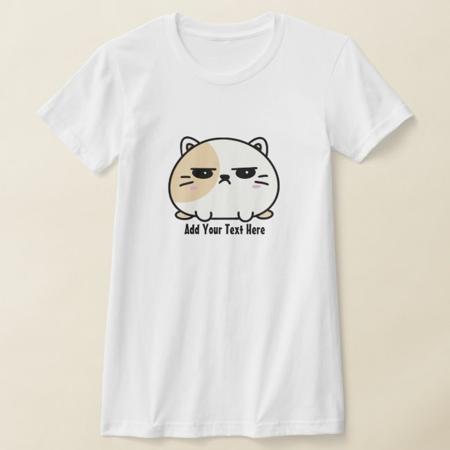 Niedlich Kawaii Chubby Angry Mochi Cat T-Shirt (Ablage )