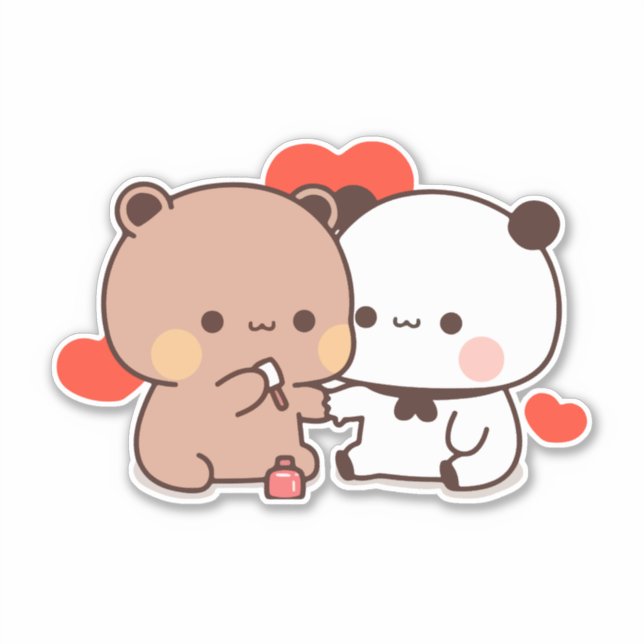 Niedlich Kawaii Chubby Mochi Panda Bär Aufkleber (Vorderseite)