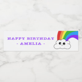 Niedlich Kawaii Cloud Rainbow Kid`s Geburtstag Wasserflaschenetikett