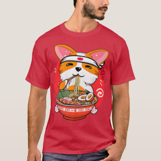 Niedlich Kawaii Corgi Ramen Japanisch Manga Anime T-Shirt