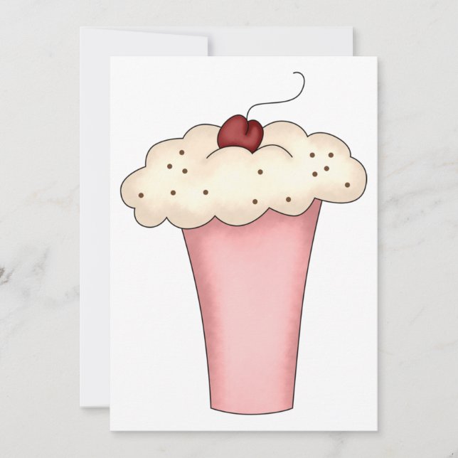 Niedlich Kawaii Cupcake Milkshake mit Cherry Einladung (Vorderseite)