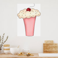 Niedlich Kawaii Cupcake Milkshake mit Cherry