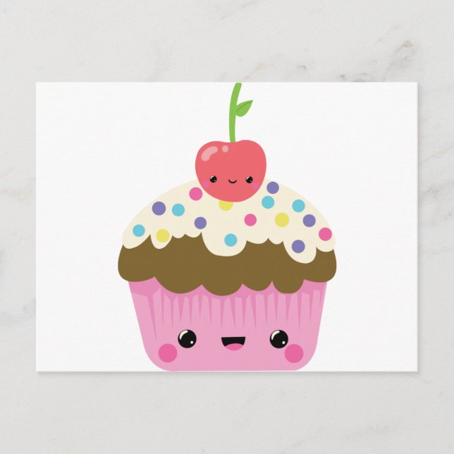 Niedlich Kawaii Cupcake Postkarte (Vorderseite)