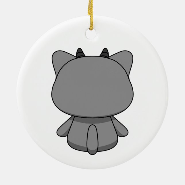 Niedlich Kawaii Demon Cat Keramik Ornament (Hinten)
