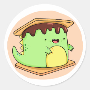 Niedlich Kawaii Dino-smore Runder Aufkleber
