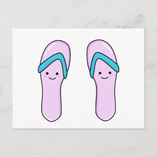 Niedlich Kawaii Drehe Flop Beach Sandals Postkarte