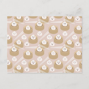 Niedlich Kawaii Dumplings Steamer Chopsticks Postkarte