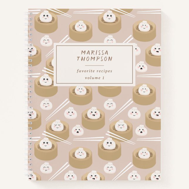 Niedlich Kawaii Dumplings Steamer Chopsticks Rezep Notizbuch (Vorderseite)